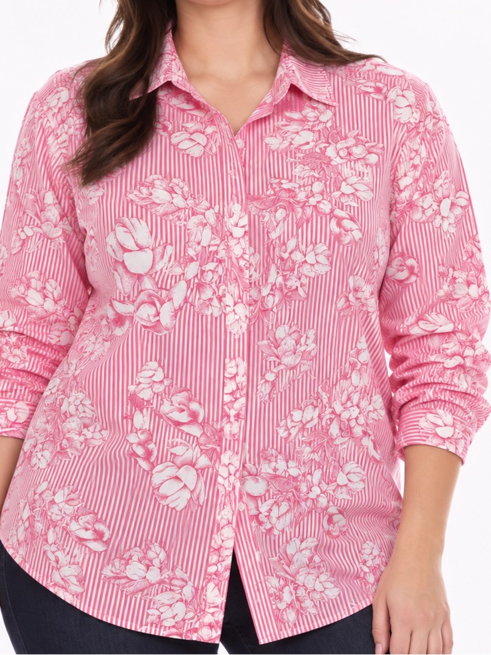 NWT 18/20 pink floral shirt long sleeve